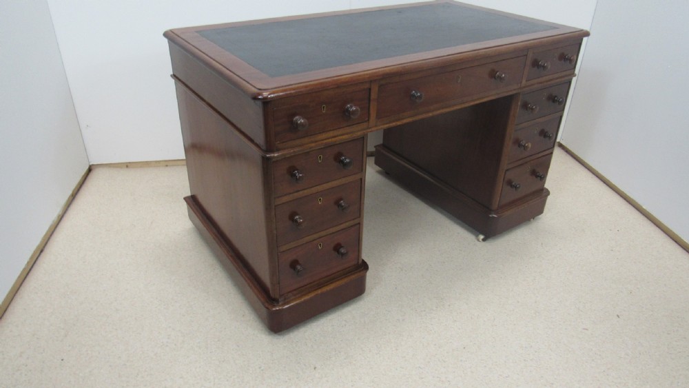 Good victorian mahogany pedestal desk View VII