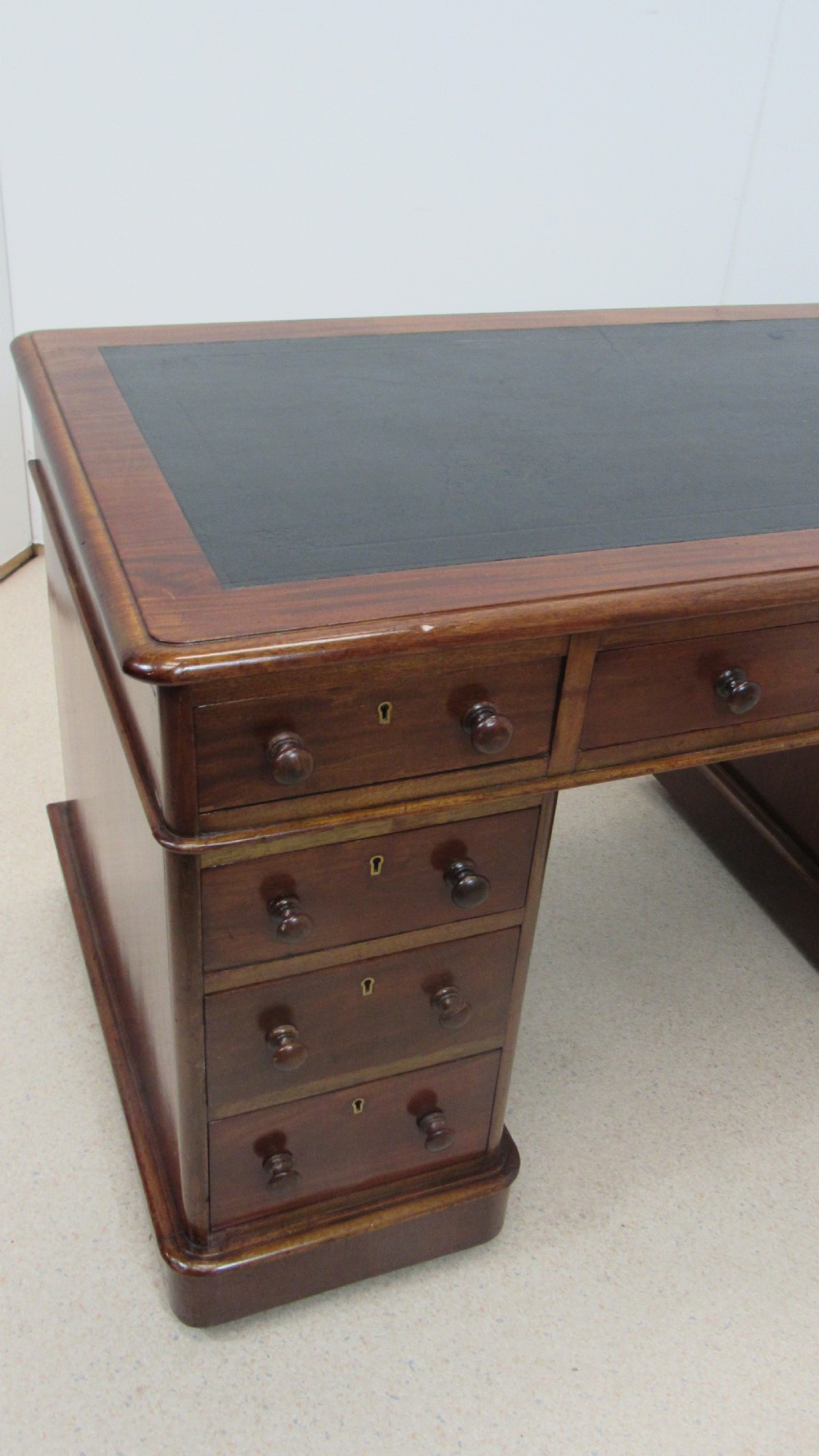 Good victorian mahogany pedestal desk View XII
