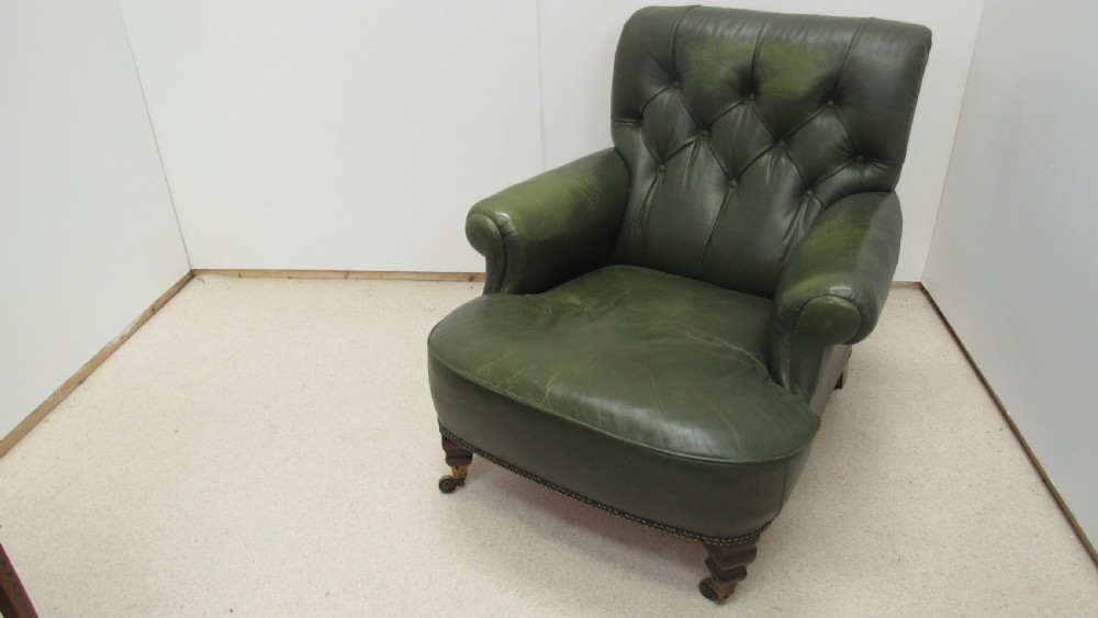 Lovely Victorian leather  club armchair  View II