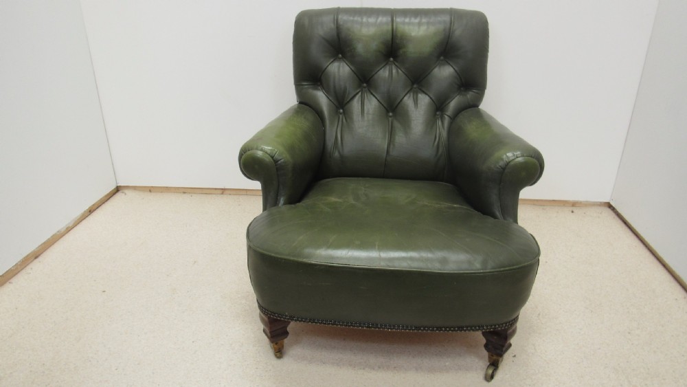 Lovely Victorian leather  club armchair  View III