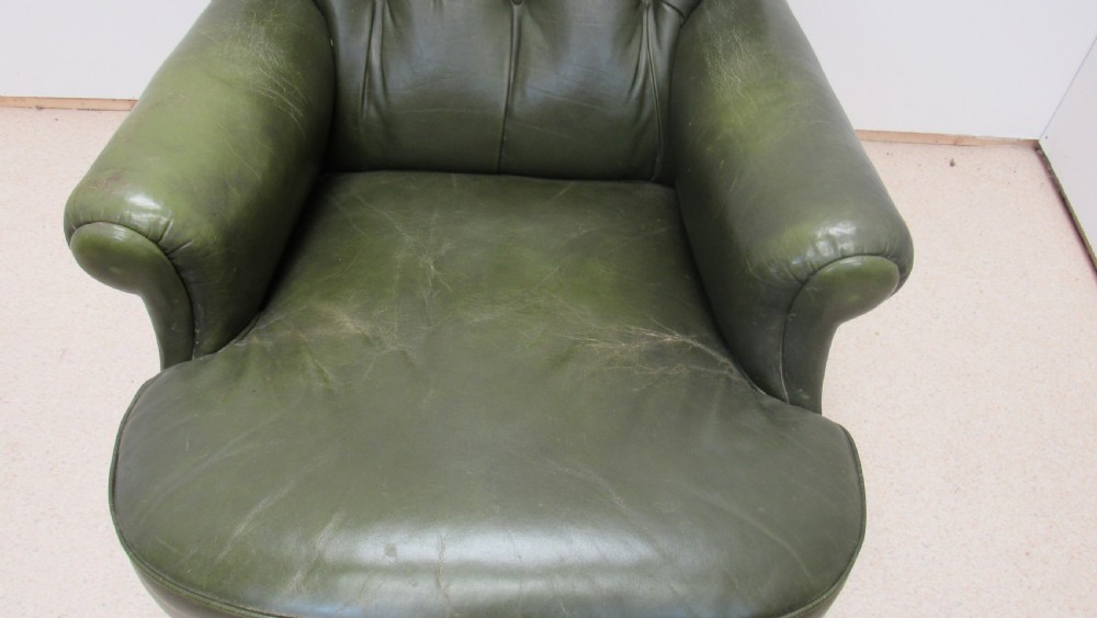 Lovely Victorian leather  club armchair  View V