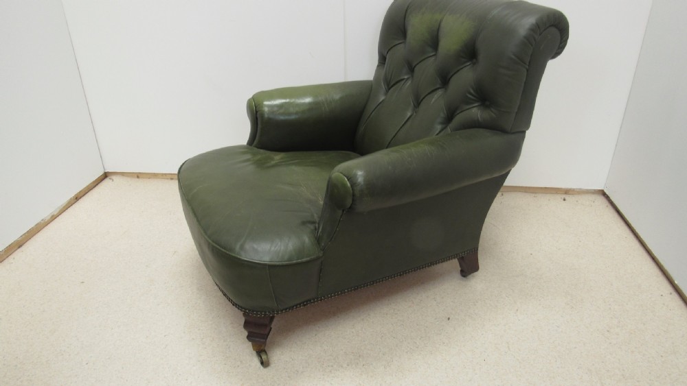 Lovely Victorian leather  club armchair  View IX