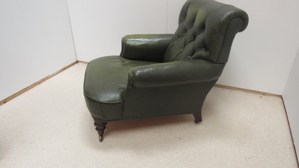 Lovely Victorian leather  club armchair  View X