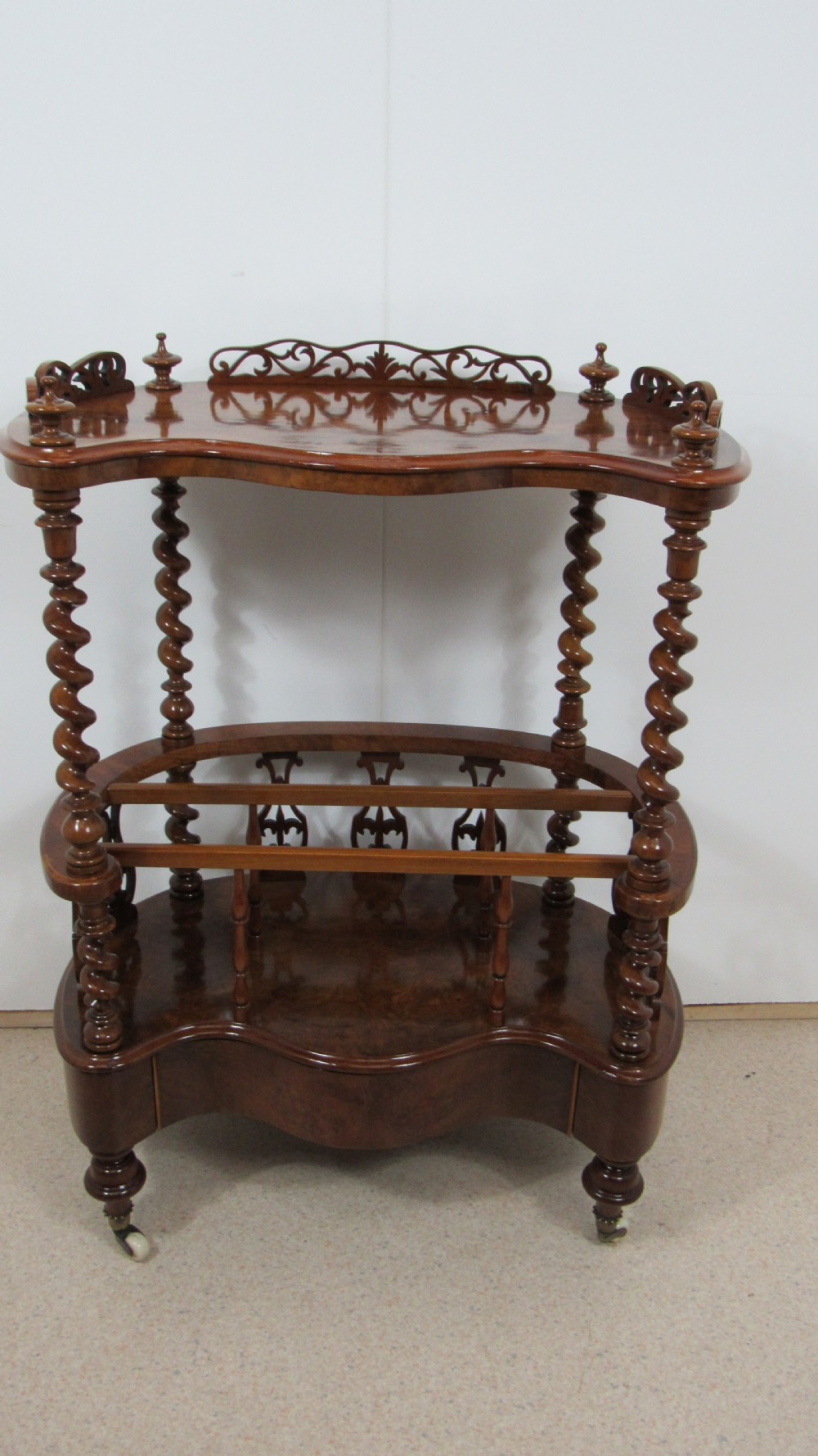 Victorian burr walnut canterbury  whatnot  View II
