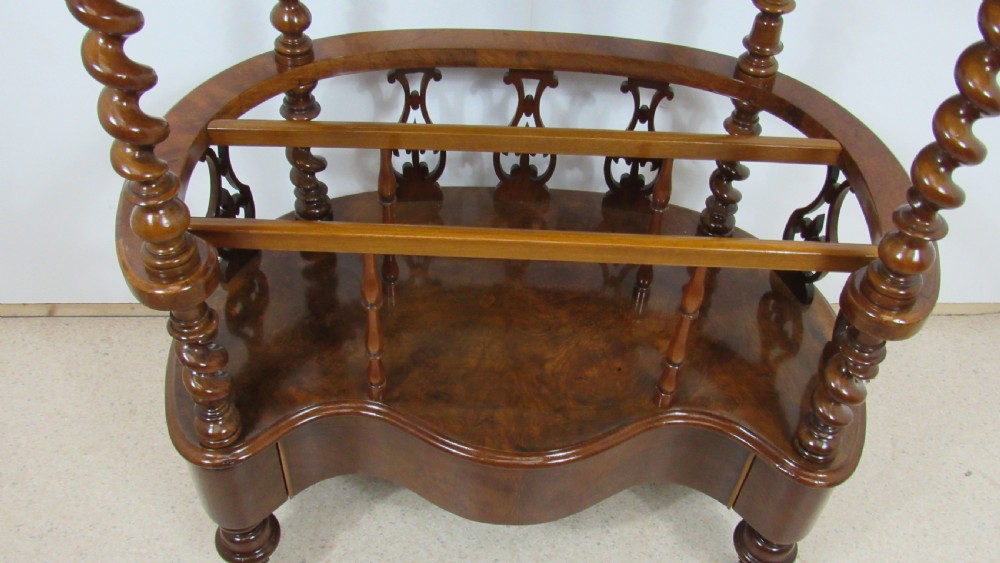 Victorian burr walnut canterbury  whatnot  View IV