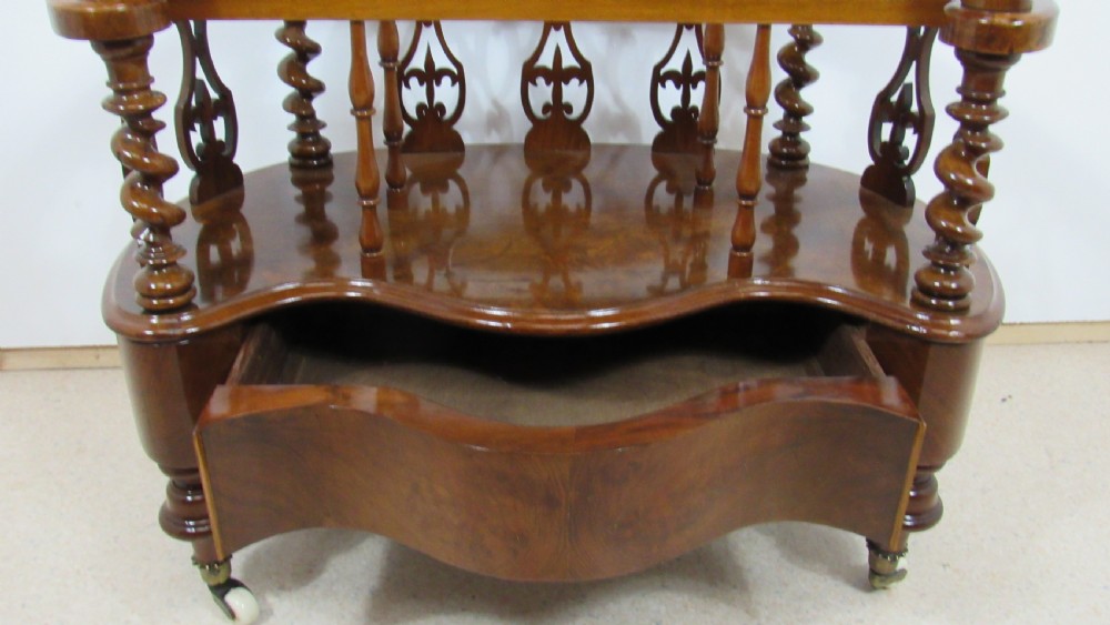 Victorian burr walnut canterbury  whatnot  View V