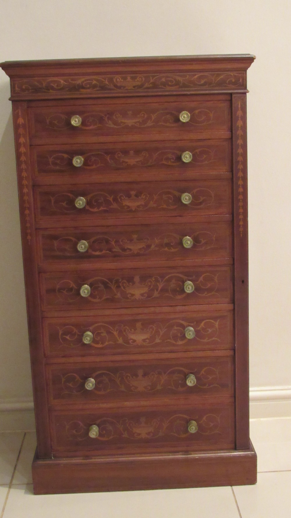 Edwards and Roberts marquetry Wellington chest View II