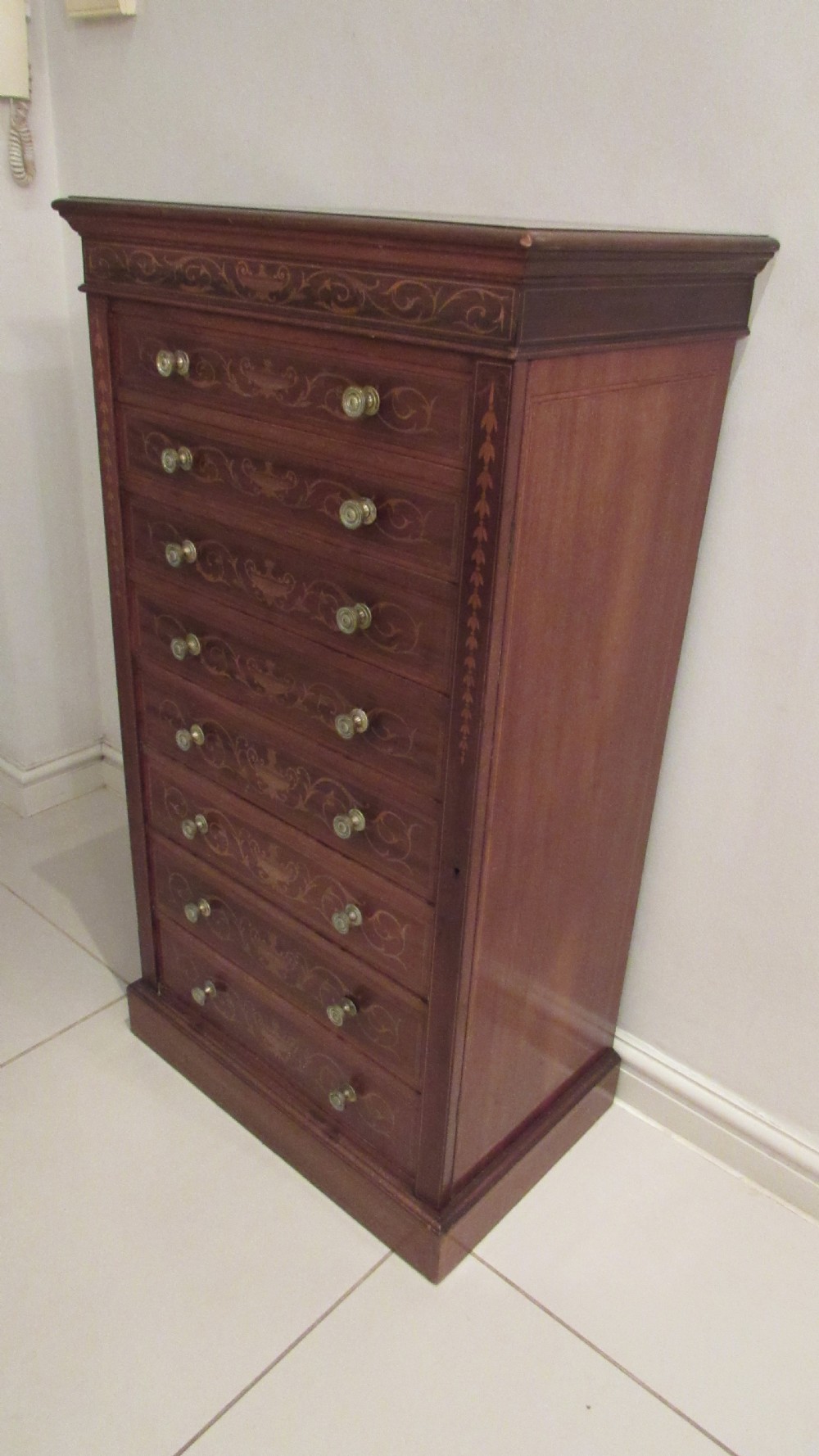 Edwards and Roberts marquetry Wellington chest View IV