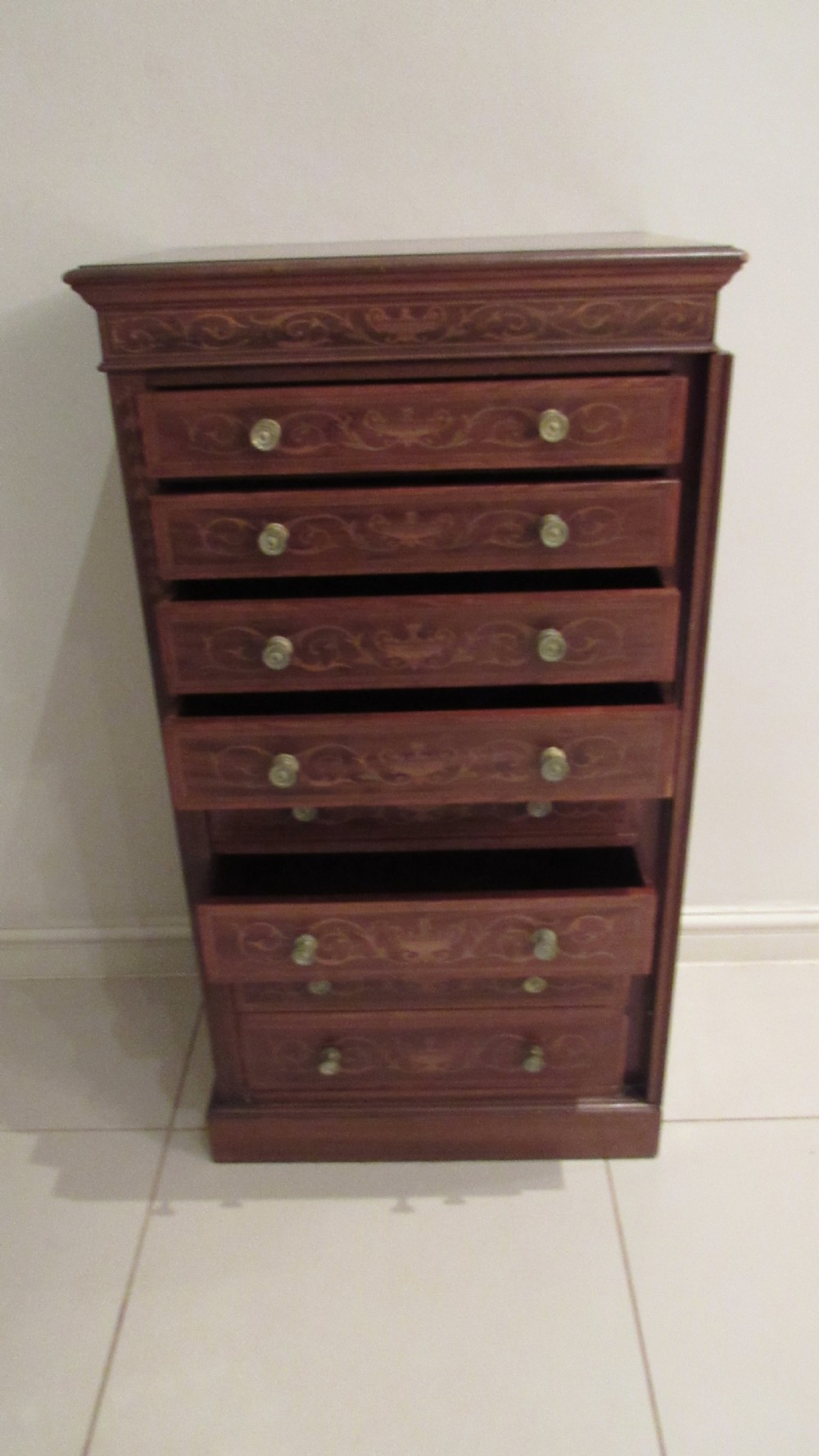 Edwards and Roberts marquetry Wellington chest View XI