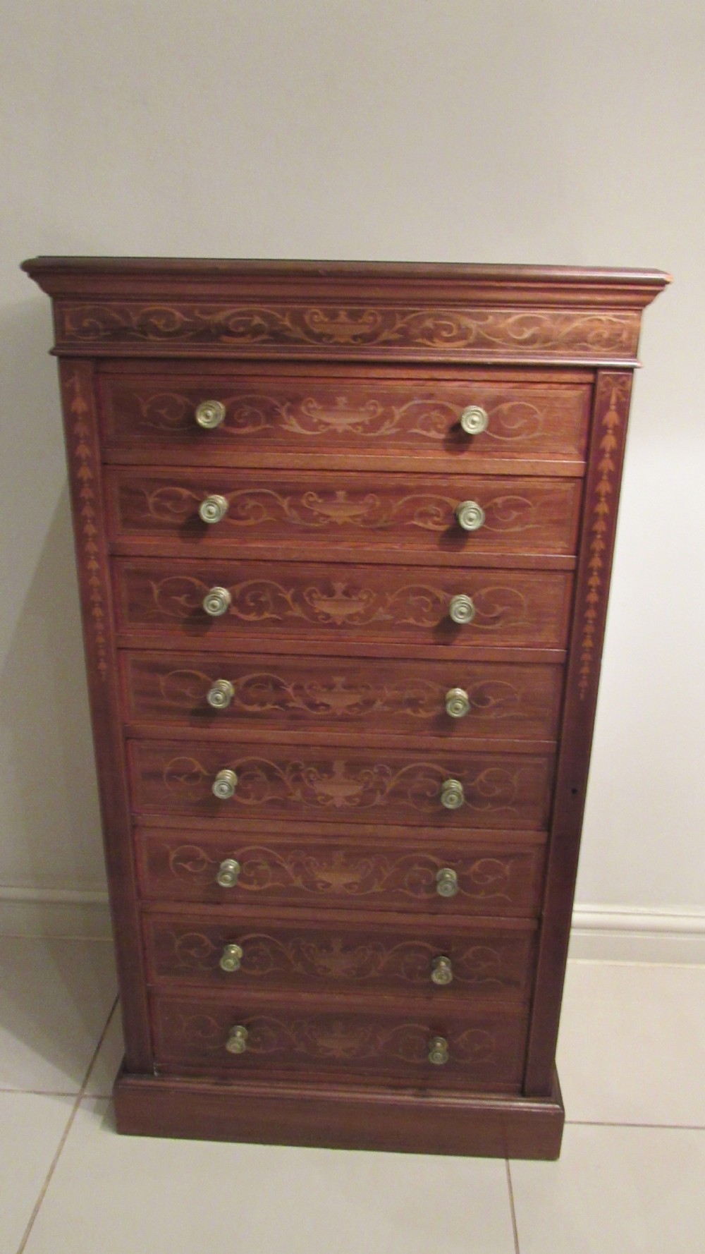 Edwards and Roberts marquetry Wellington chest View XVI