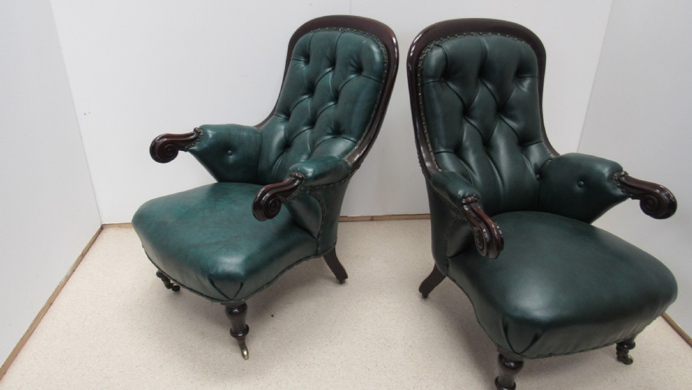 Pair of leather library chairs  View XIV