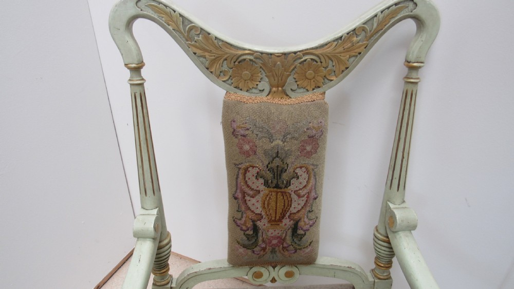 Superb pair of painted decorative Italian lounge chairs View IV