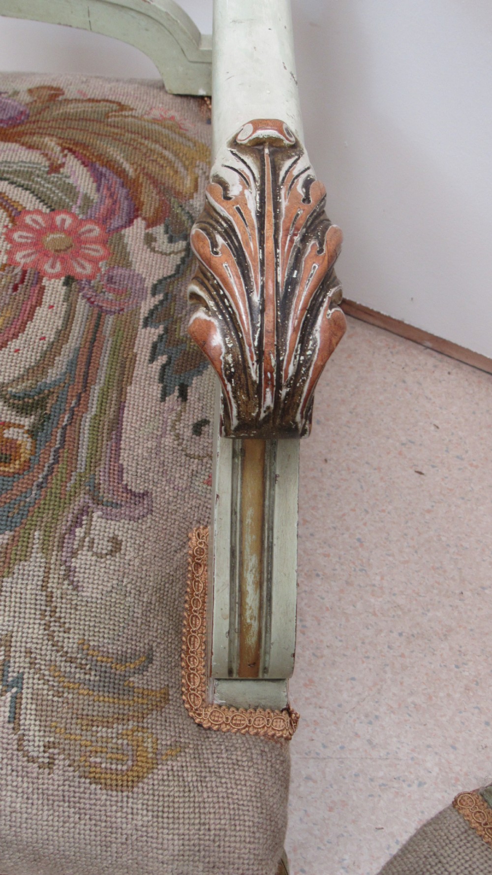Superb pair of painted decorative Italian lounge chairs View VI
