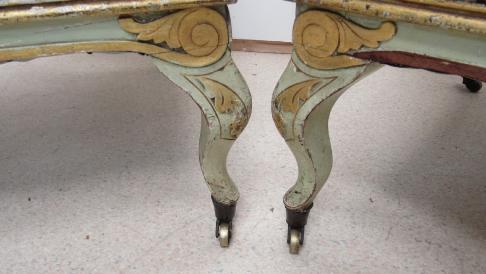 Superb pair of painted decorative Italian lounge chairs View IX