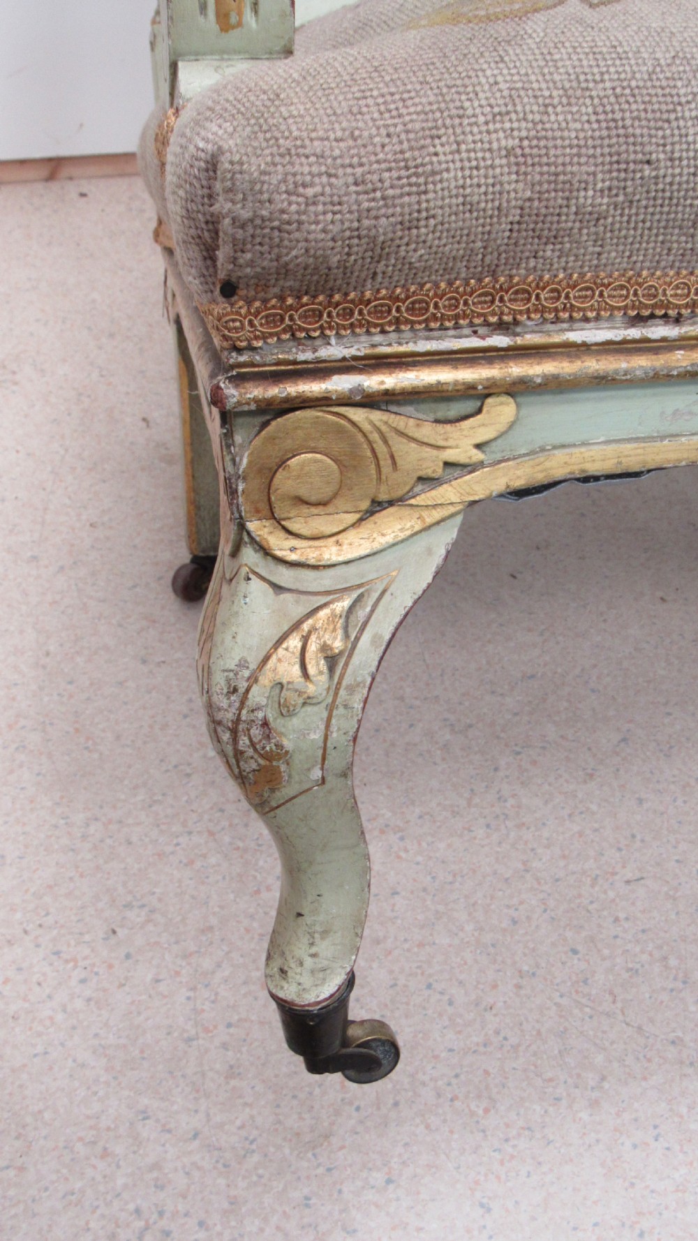 Superb pair of painted decorative Italian lounge chairs View XI