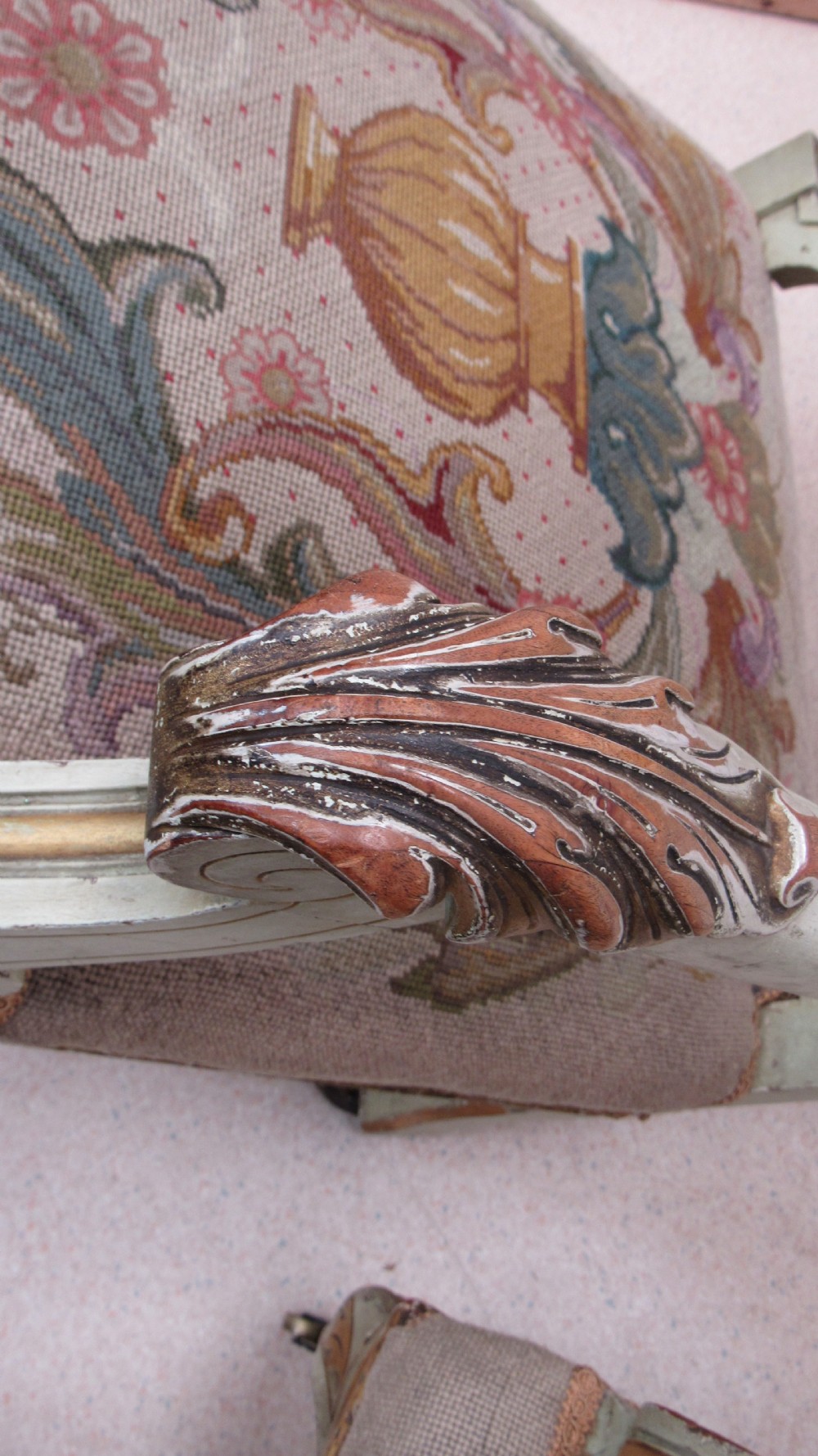 Superb pair of painted decorative Italian lounge chairs View XIII