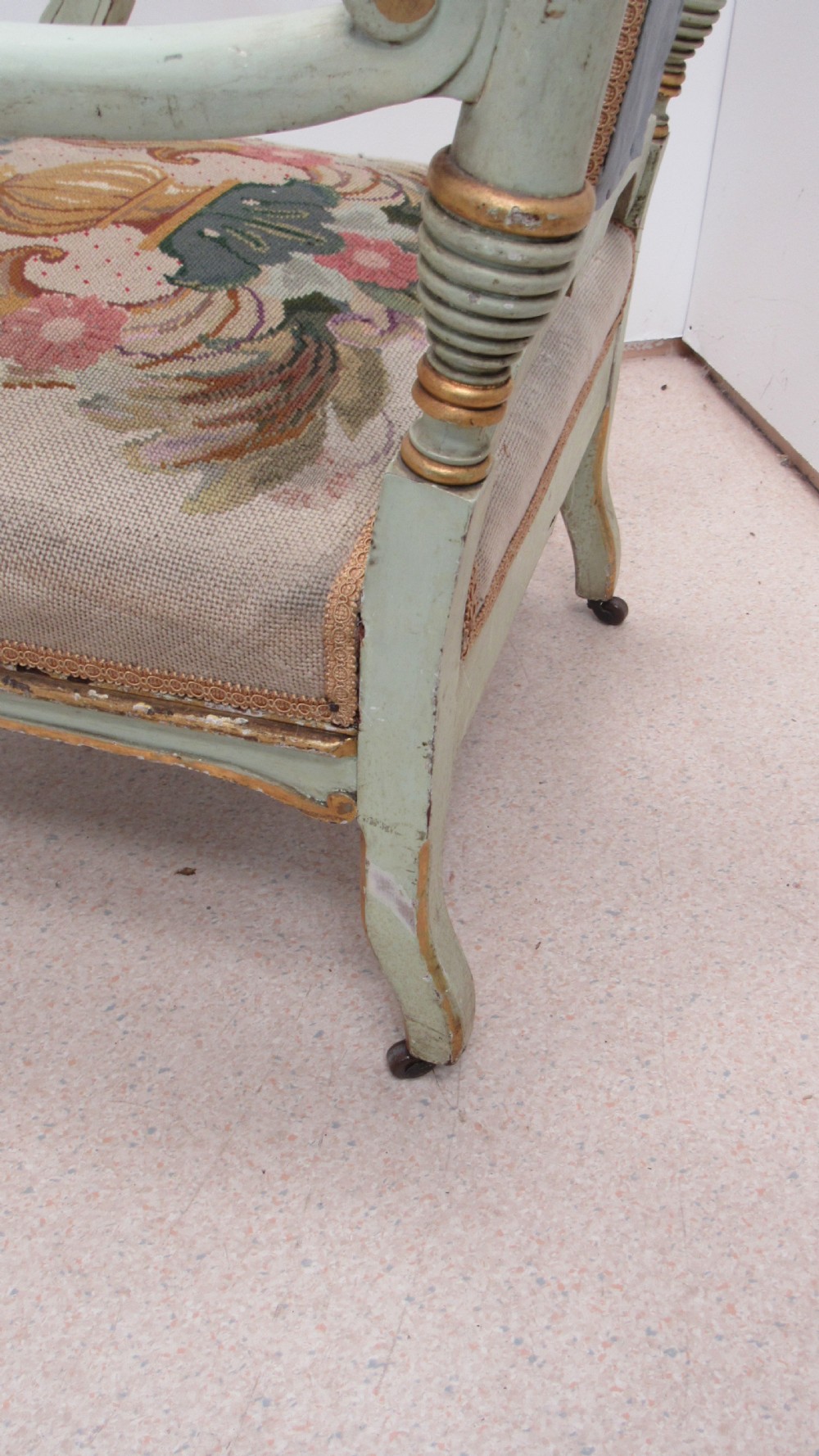 Superb pair of painted decorative Italian lounge chairs View XX