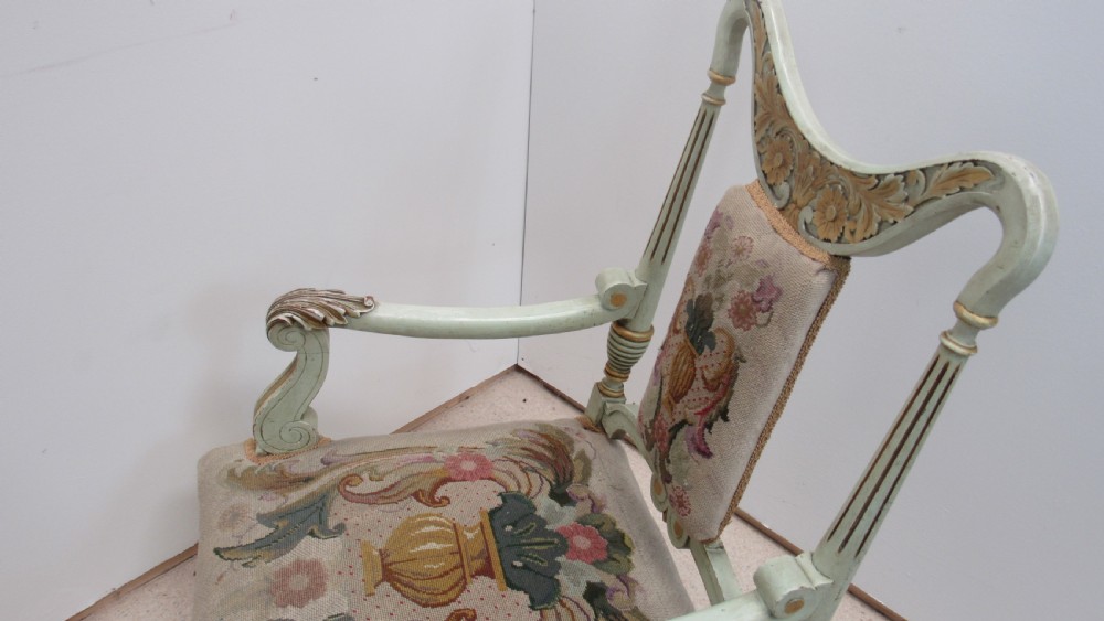 Superb pair of painted decorative Italian lounge chairs View XXI
