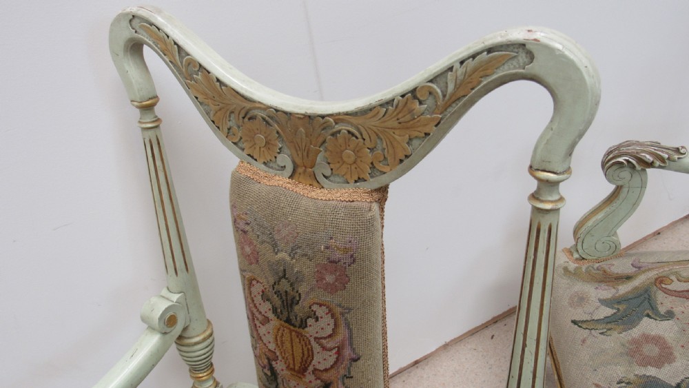 Superb pair of painted decorative Italian lounge chairs View XXII