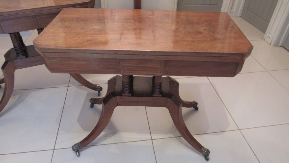 Wonderful pair of Georgian mahogany card tables View II