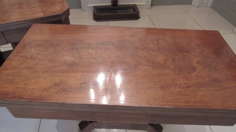 Wonderful pair of Georgian mahogany card tables View III