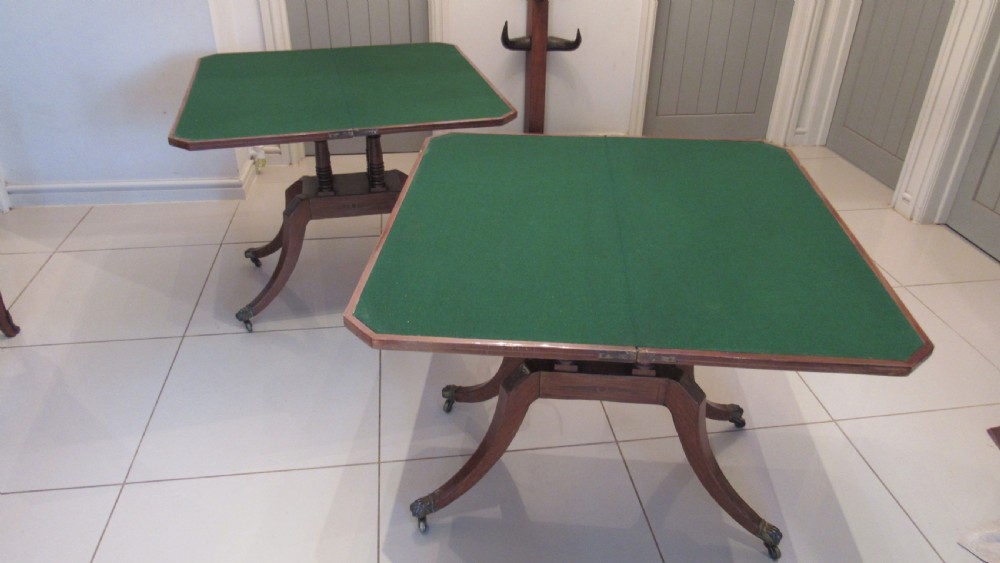 Wonderful pair of Georgian mahogany card tables View XII