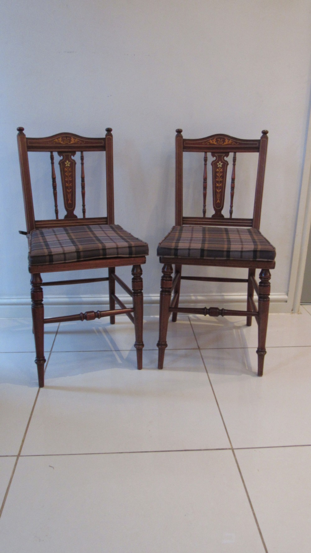 Superb pair of inlaid chairs