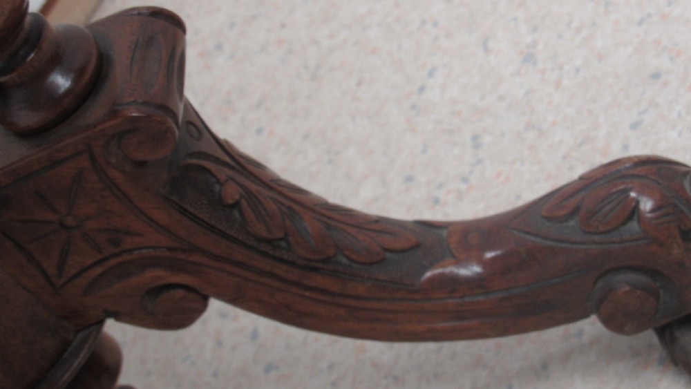 Victorian walnut inlaid stretcher side  table  View XIII