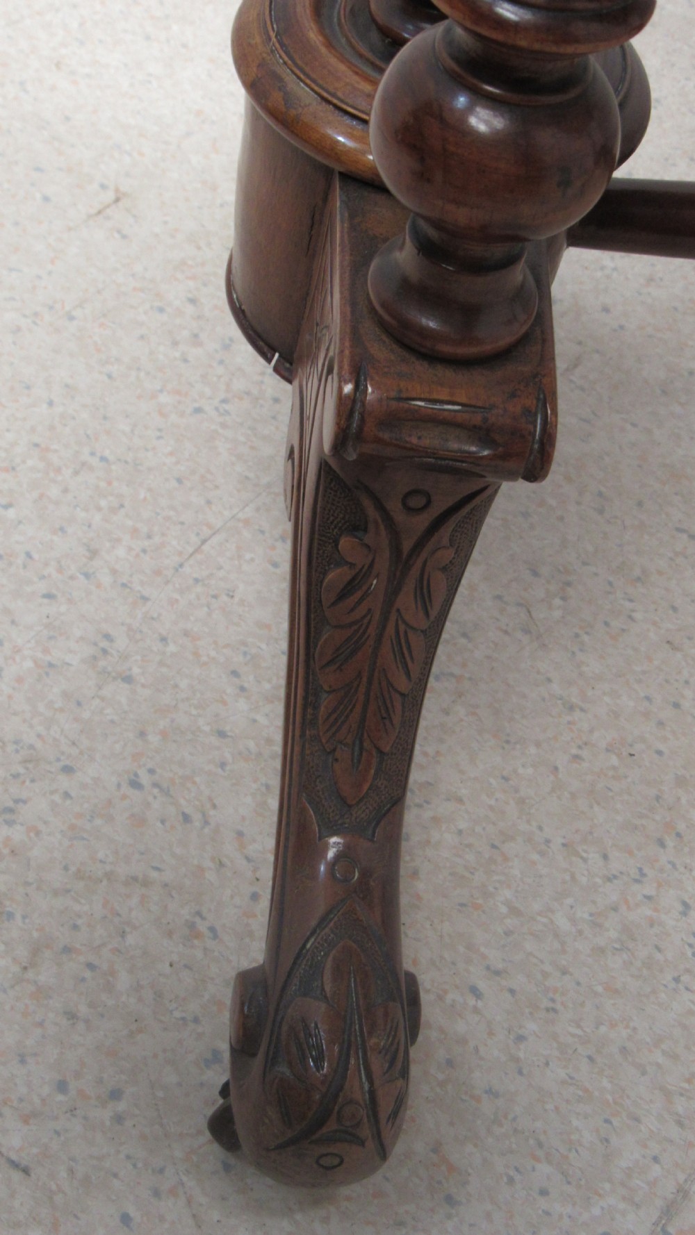 Victorian walnut inlaid stretcher side  table  View XIV