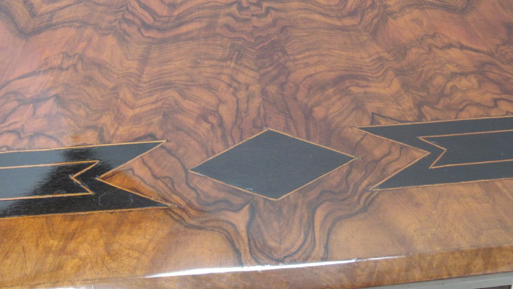 Victorian walnut inlaid stretcher side  table  View XV