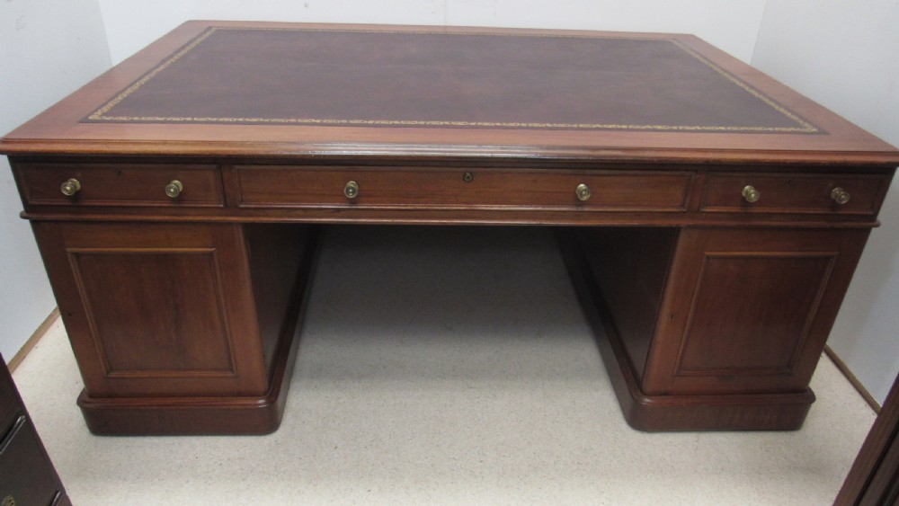 Superb large Victorian partners desk View XVIII
