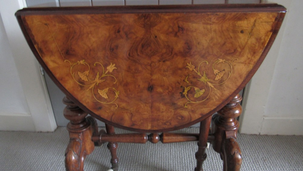 Superb walnut inlaid baby Sutherland table View III