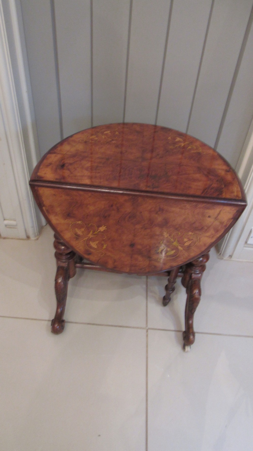 Superb walnut inlaid baby Sutherland table View IV