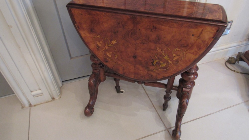 Superb walnut inlaid baby Sutherland table View VI