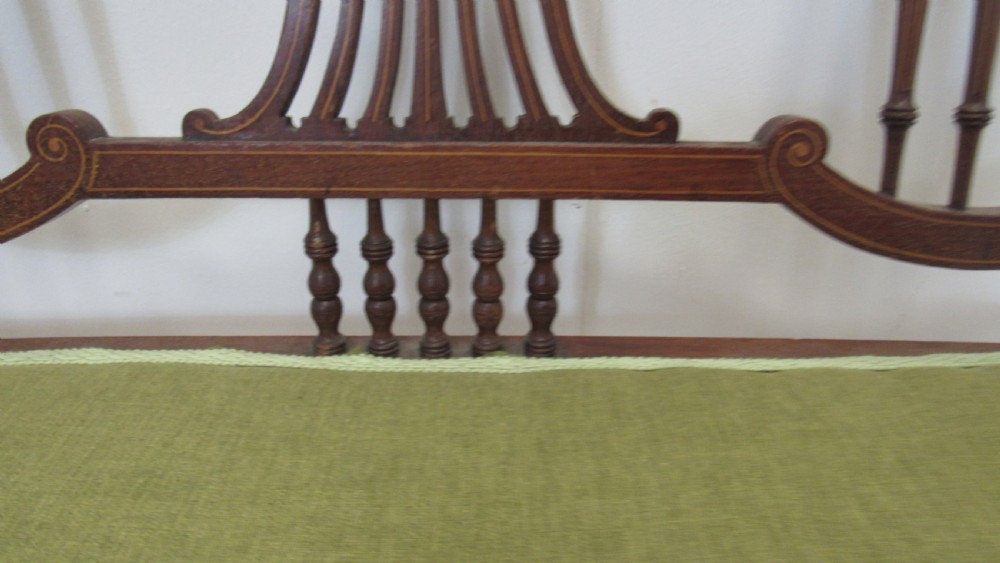 Pretty Edwardian inlaid settee  View IV