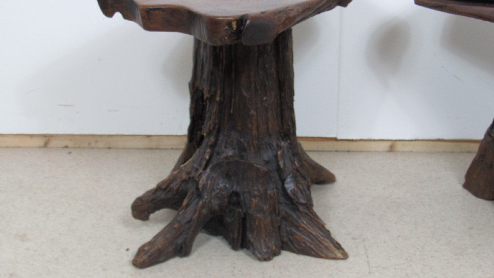 Unusual and rare pair of tree occasional tables View III