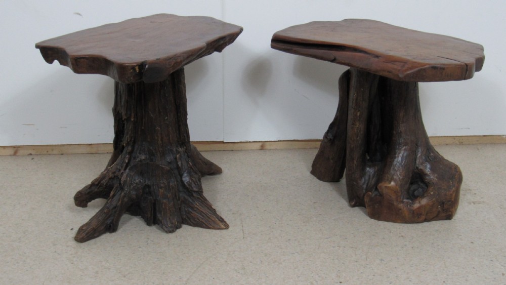 Unusual and rare pair of tree occasional tables View V