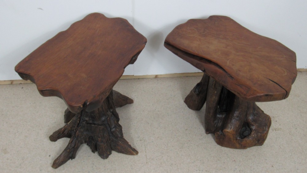 Unusual and rare pair of tree occasional tables View VI