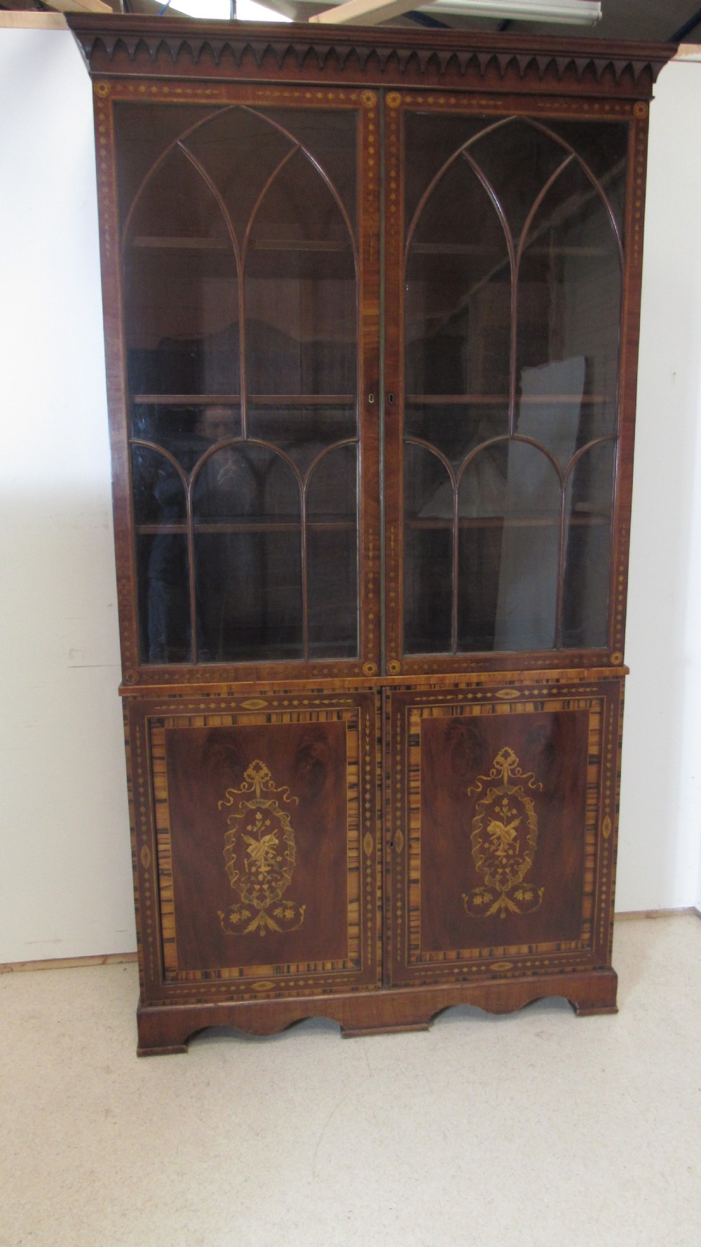 Superb  Georgian marquetry  library bookcase 