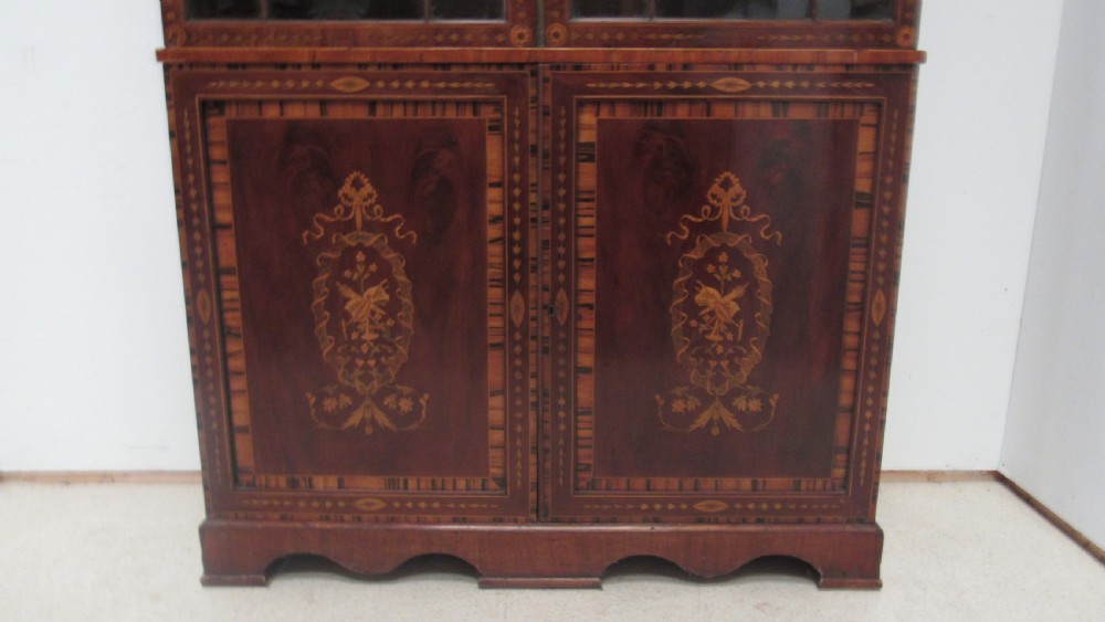Superb  Georgian marquetry  library bookcase  View III