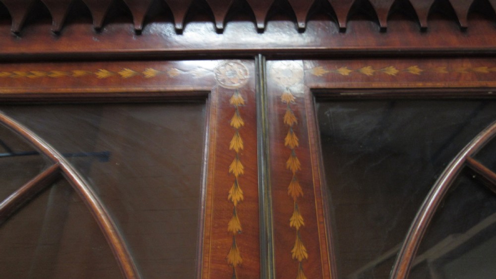 Superb  Georgian marquetry  library bookcase  View V