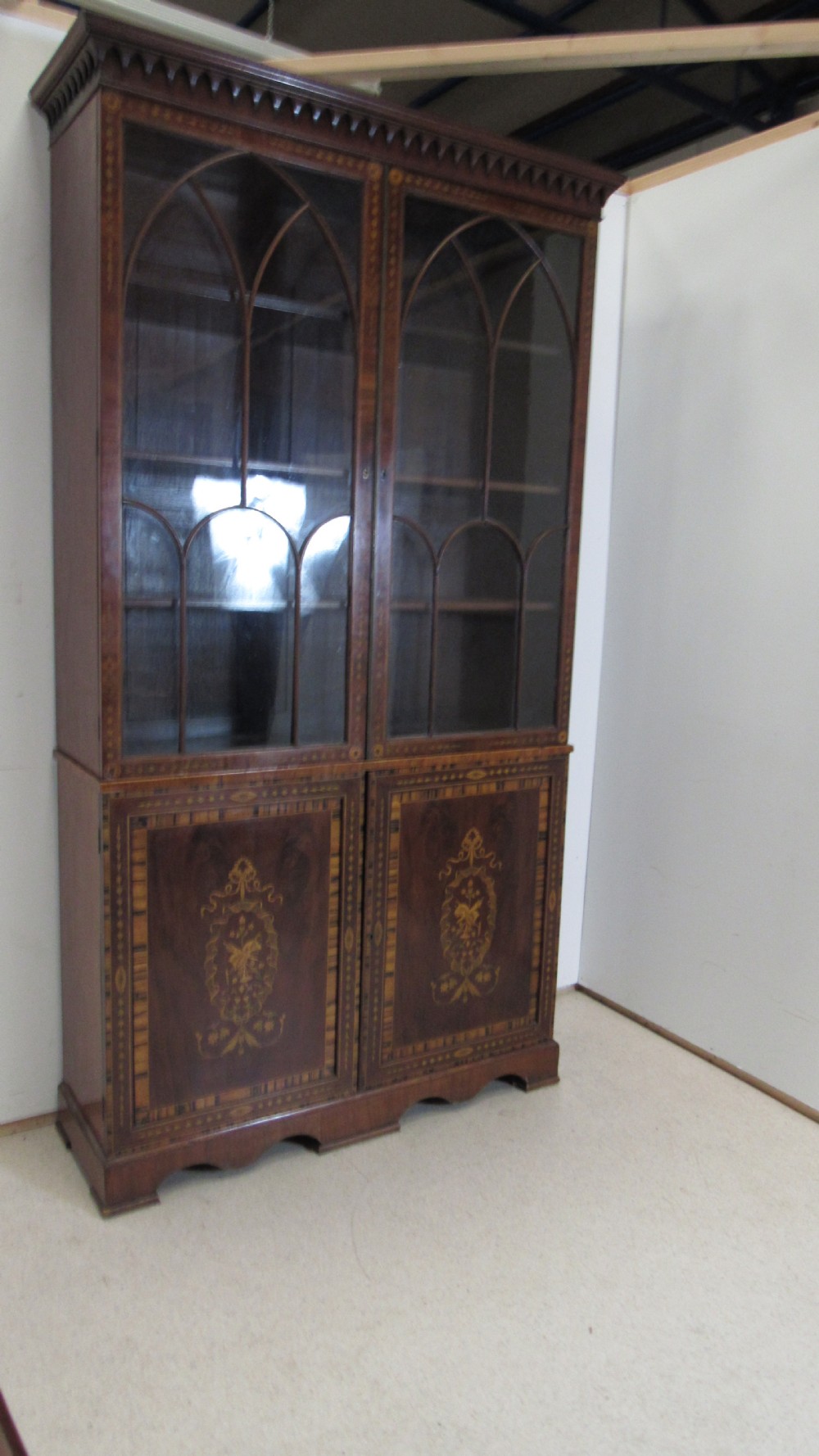 Superb  Georgian marquetry  library bookcase  View IX