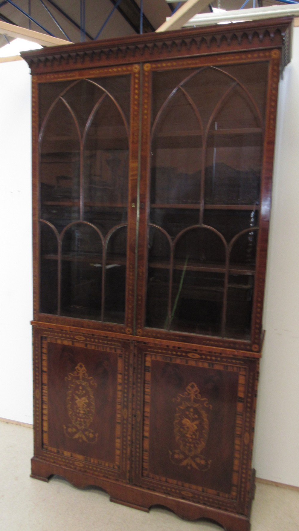 Superb  Georgian marquetry  library bookcase  View XI