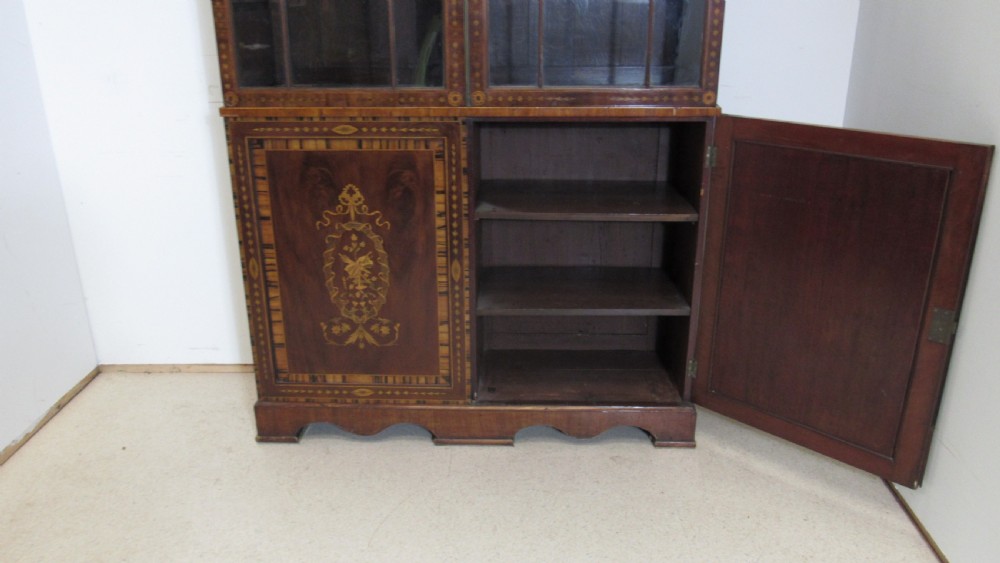 Superb  Georgian marquetry  library bookcase  View XVI