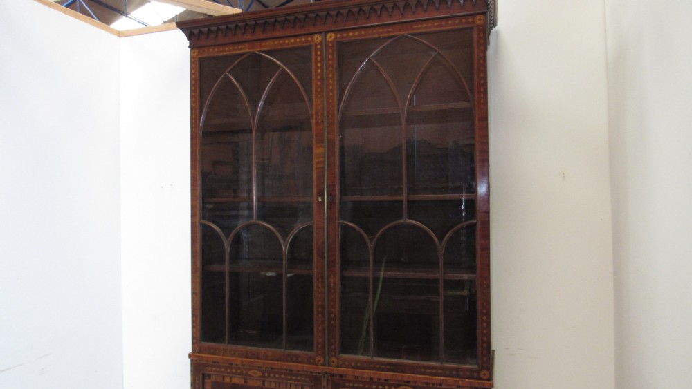 Superb  Georgian marquetry  library bookcase  View XVIII