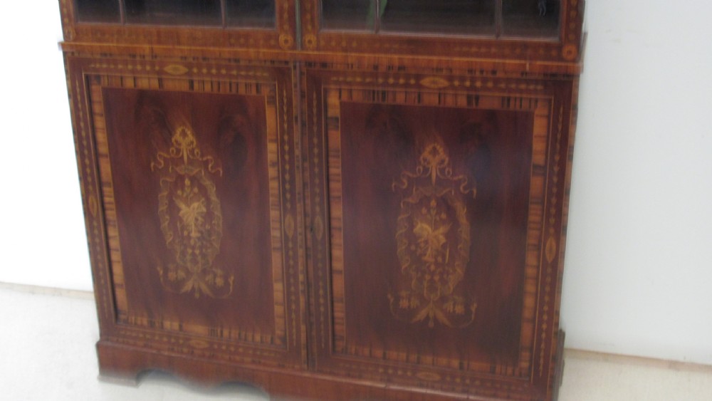 Superb  Georgian marquetry  library bookcase  View XIX