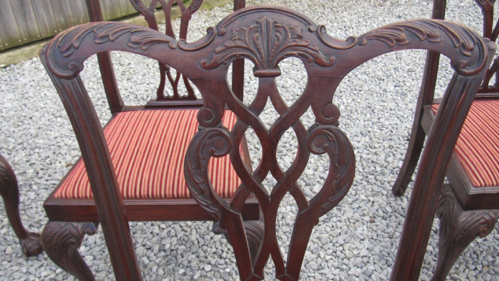 A wonderful set of 8 Chippendale dining chairs View II