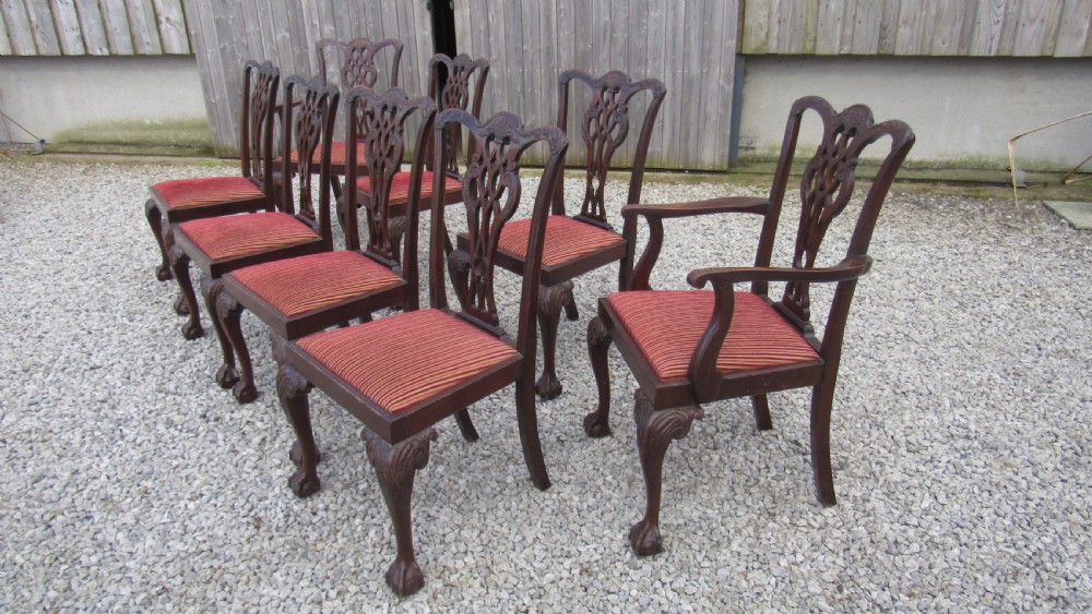 A wonderful set of 8 Chippendale dining chairs View VII