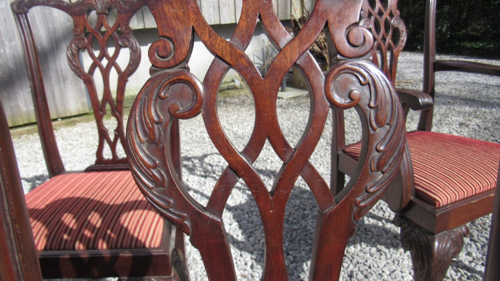A wonderful set of 8 Chippendale dining chairs View XXI