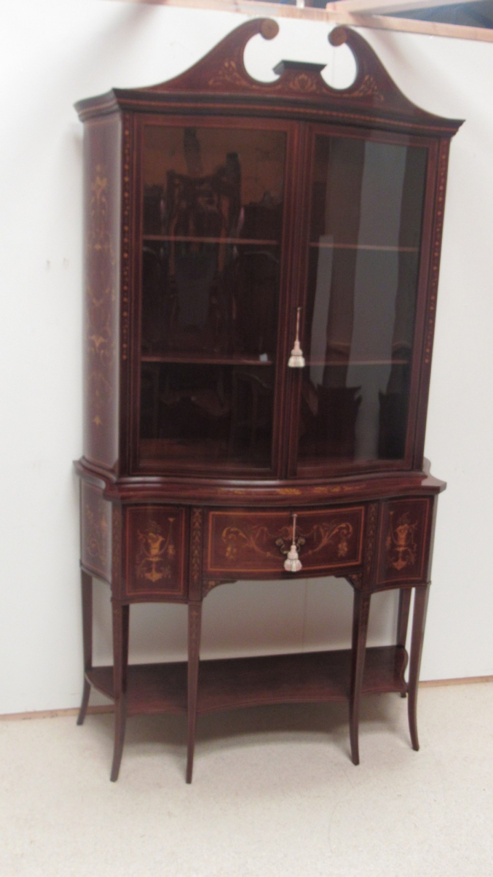 Fabulous inlaid secretaire display cabinet